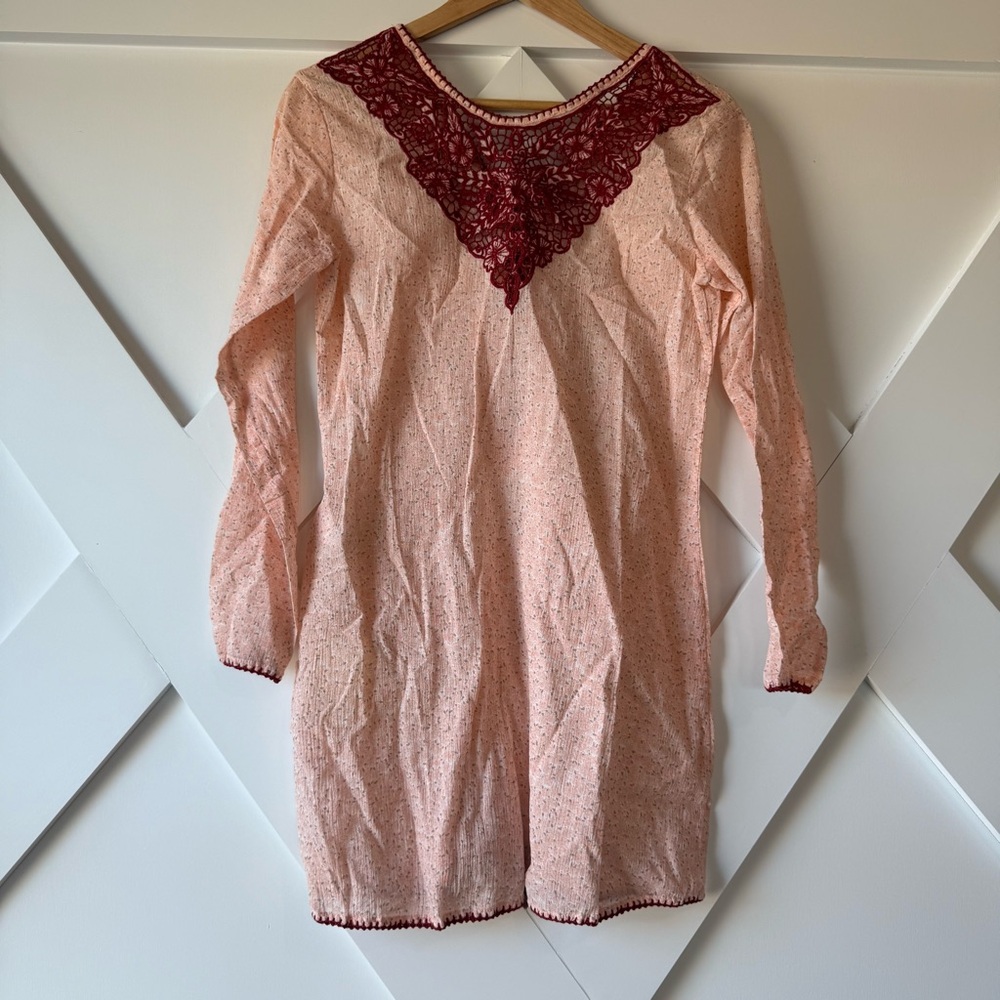 NWT Chasing Unicorns Semi Sheer Long Sleeve Printed Dress